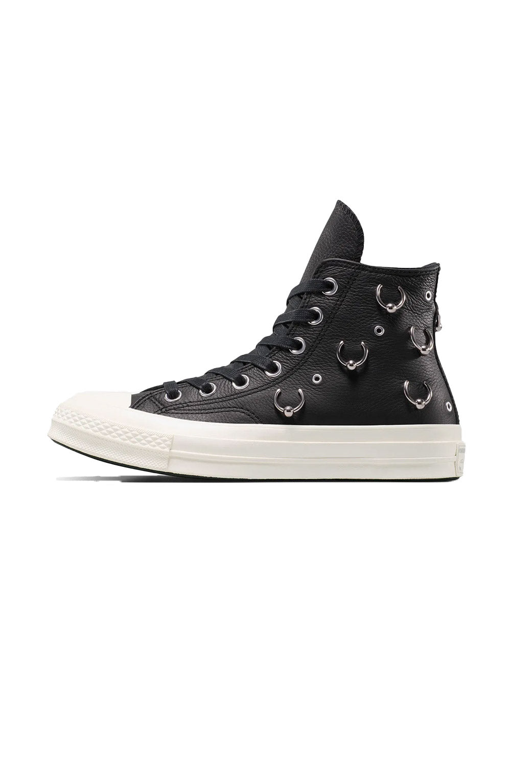Converse-Chuck 70 Unisex Siyah Deri Piercieng Detaylı Sneakers-Sneakers-3-fleurdirect.live
