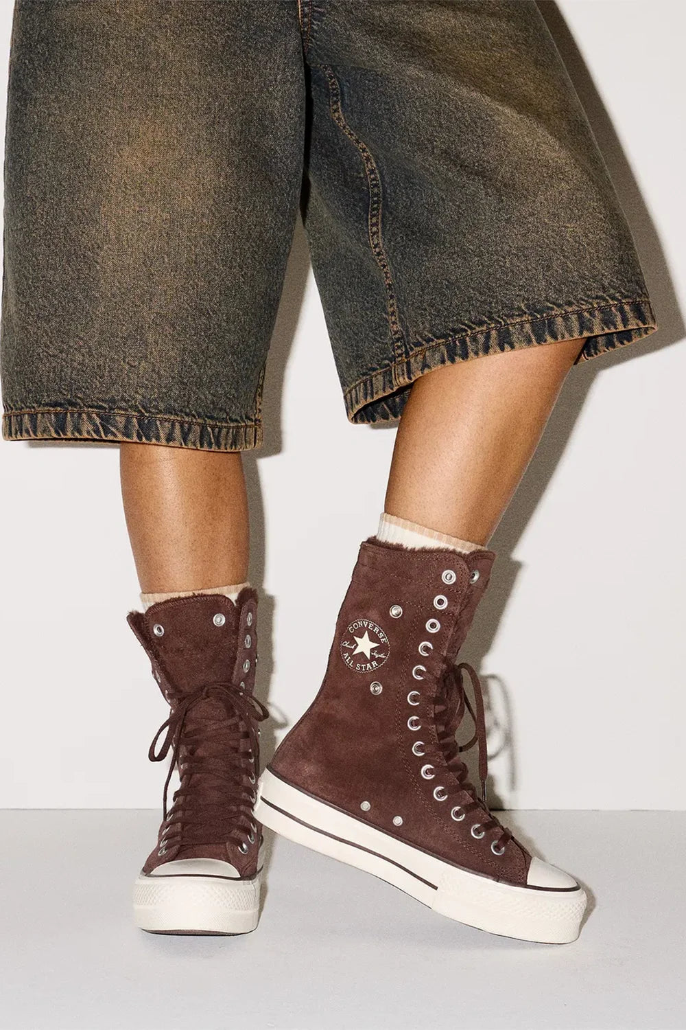 Converse-Chuck Taylor All Star Fold Over Lift Kadın Kahverengi Süet Sneaker-Sneakers-10-fleurdirect.live