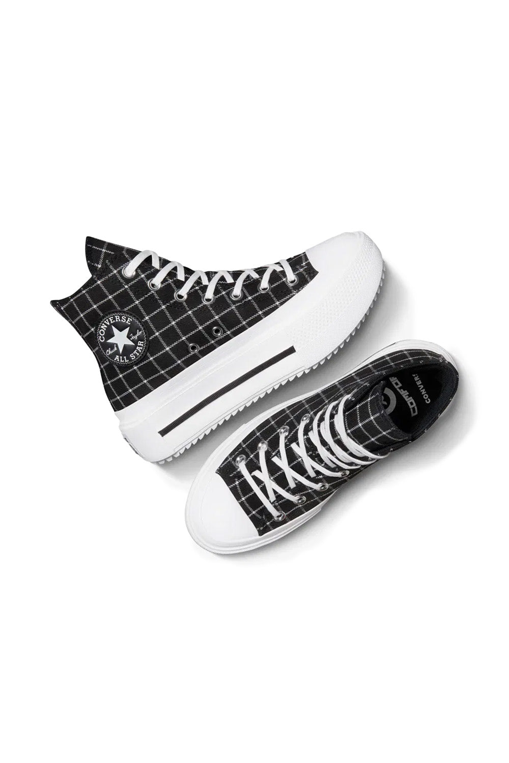 Converse-Chuck Taylor All Star Lift Double Stack Platform Plaid Ekoseli Kadın Bileklli Sneakers-Sneakers-9-fleurdirect.live