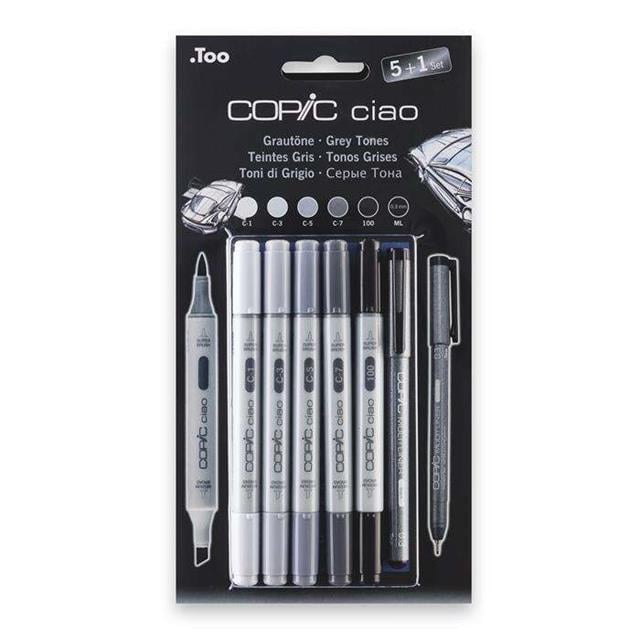 Copic-Ciao Marker Çizim Kalemi 5+1 Set Grey Tones-Çizim Kalemi-1-fleurdirect.live