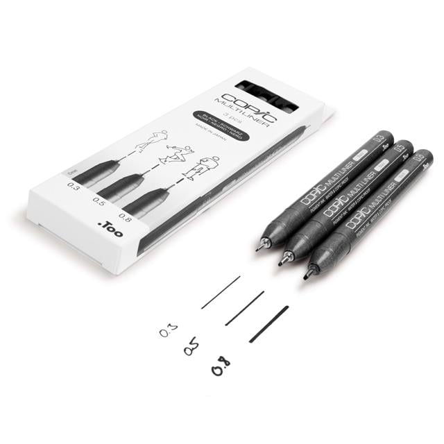 Copic-Copic Multiliner 3'lü Siyah Set Medium-Kalem Seti-3-fleurdirect.live