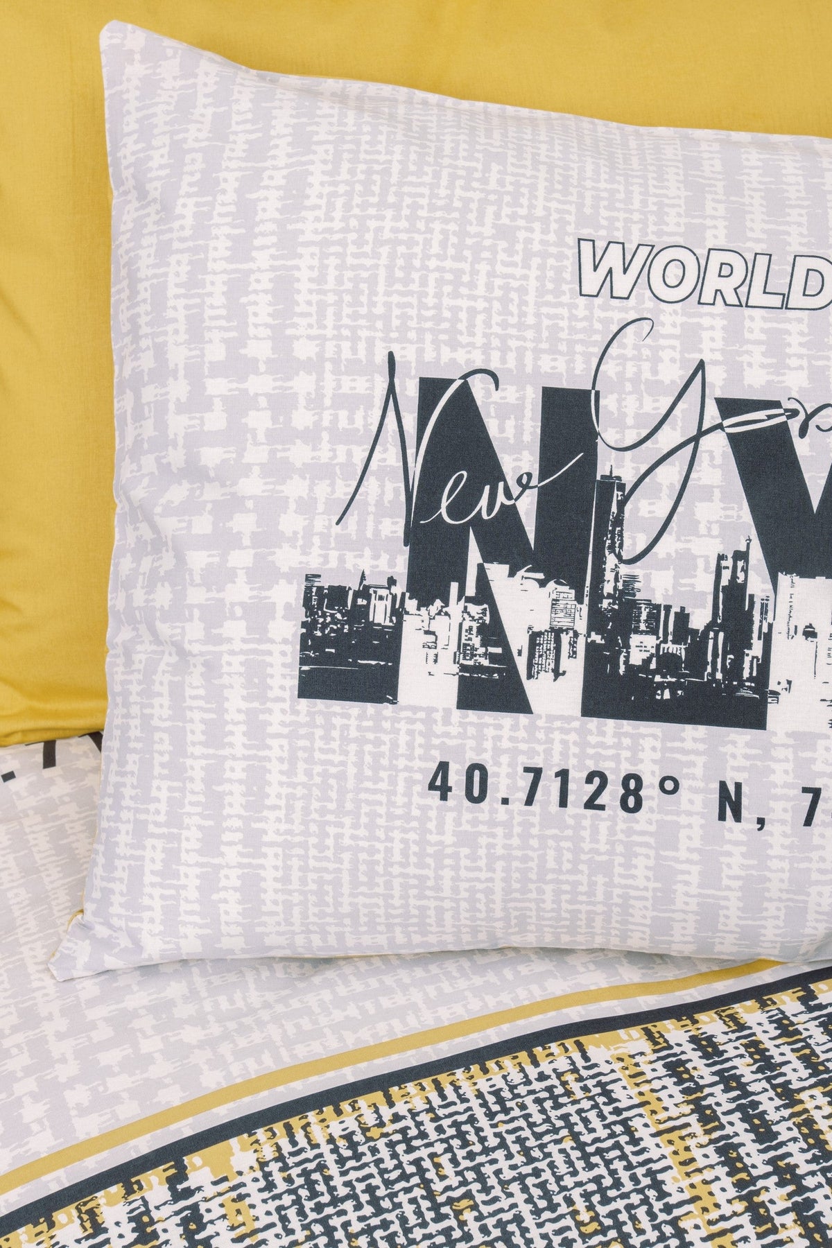 Cotton Box-Cotton Box Genç Odası Tek Kişilik Lastikli çarşaflı Nevresim Takımı Worldwide Hardal-Tek Kişilik Nevresim Takımı-2-fleurdirect.live