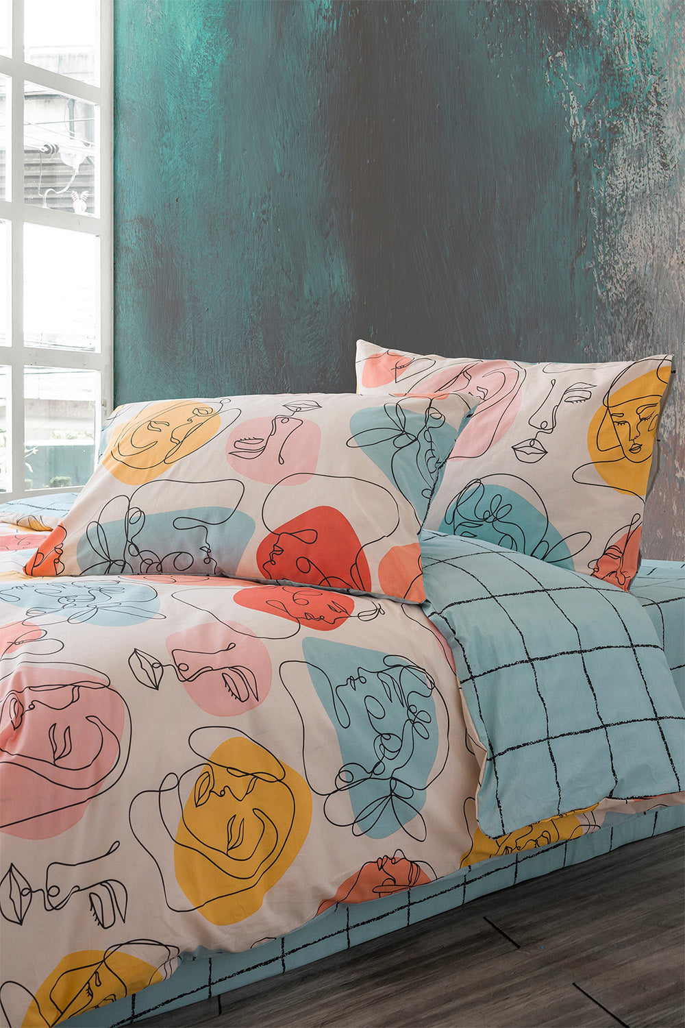 Cozy Home-Çift Kişilik Lastikli Çarşaflı Nevresim Takımı Modern Mint-Nevresim Takımı-3-fleurdirect.live