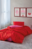 Cozy Home-Popping Colors Tek Kişilik Lastikli Çarşaflı Nevresim Takımı Sage Kırmızı Fuşya-Nevresim Takımı-2-fleurdirect.live