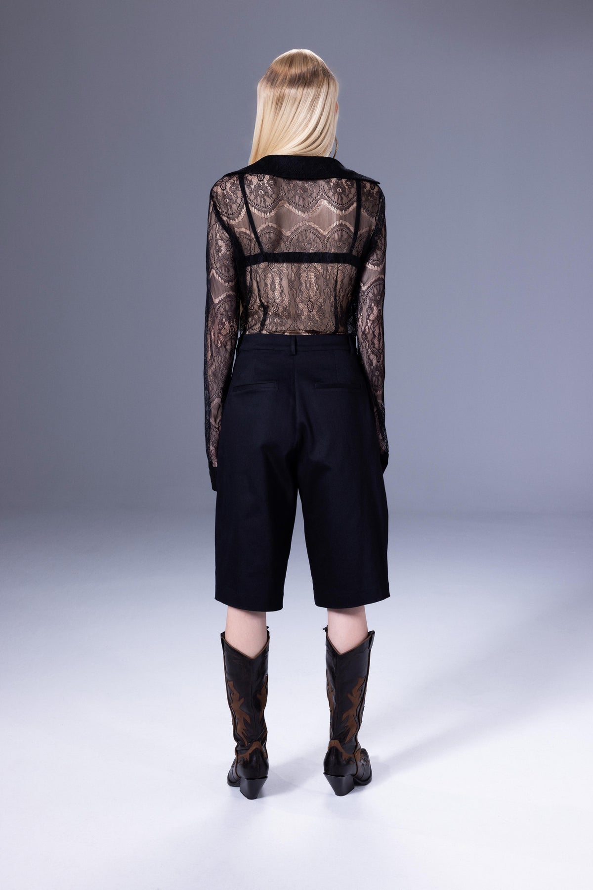 Death Is Easy-Black Canvas Pleated Jorts-Şort-2-fleurdirect.live