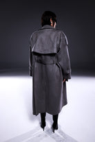 Death Is Easy-Grey Suede Oversize Trenchcoat-Trençkot-2-fleurdirect.live
