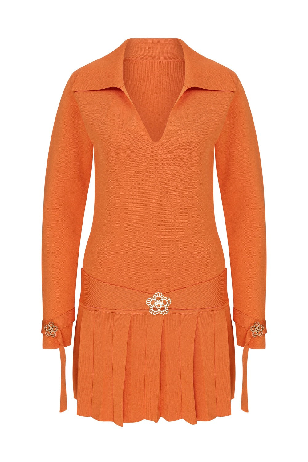 Declara-Mandarin Elegance Knit Dress-Elbise-3-fleurdirect.live