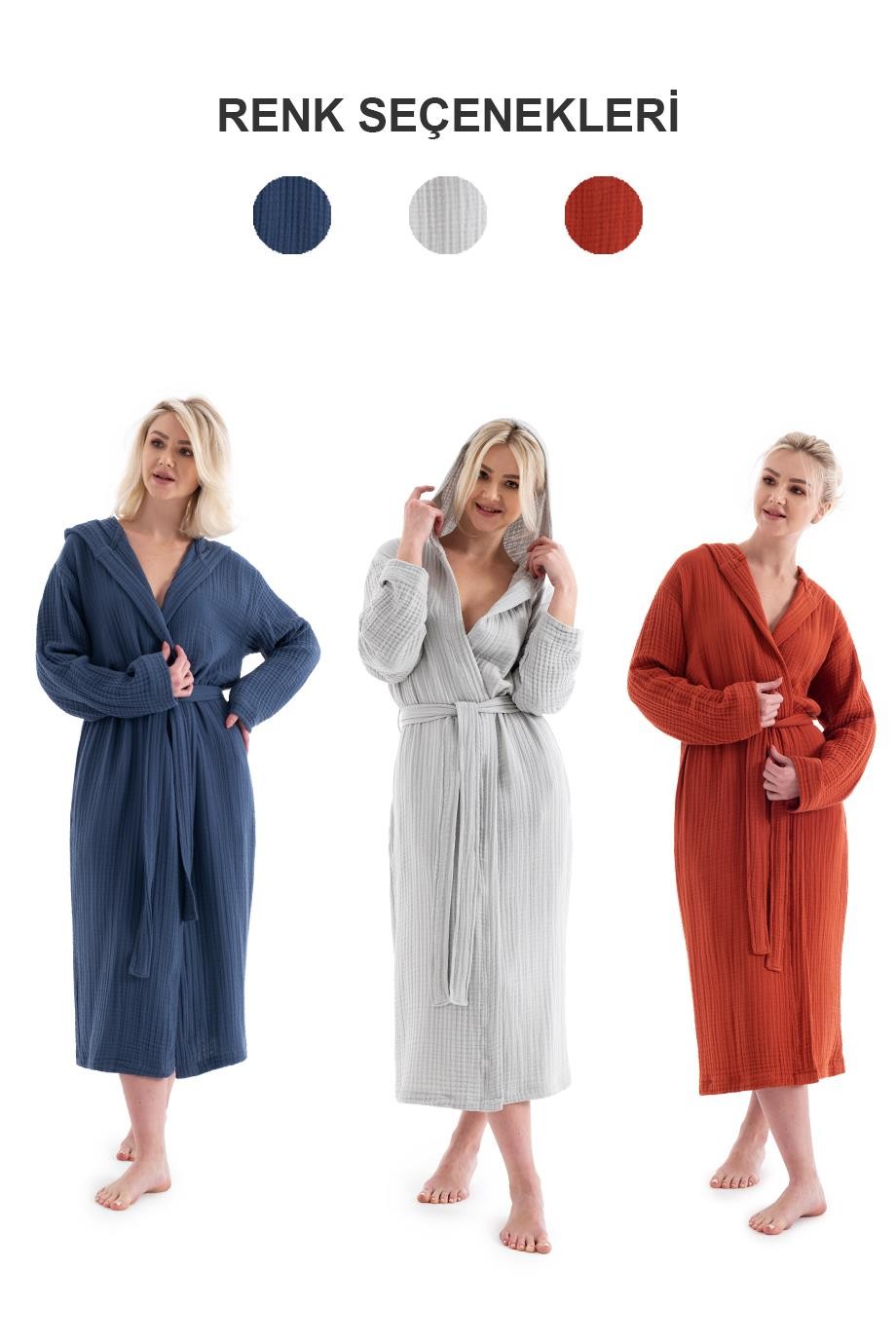 Denizli Concept-Unisex Kapşonlu 4 Kat Müsli̇n Bornoz-Bornoz-23-fleurdirect.live