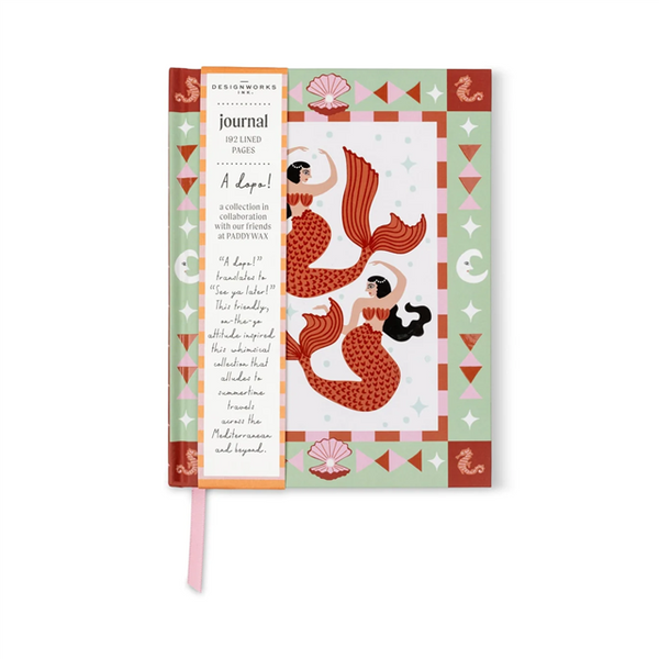 A Dopo Denizkızı ve Ay Desenli Sert Kapaklı Çizgili Defter, Mint Yeşili