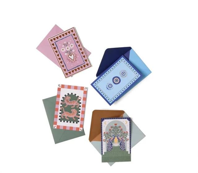 Designwork Ink-Designworks Ink Adopo Notecard Set 16'lı Set Eye, Tiger, Heart, Peacock-Aksesuar-6-fleurdirect.live