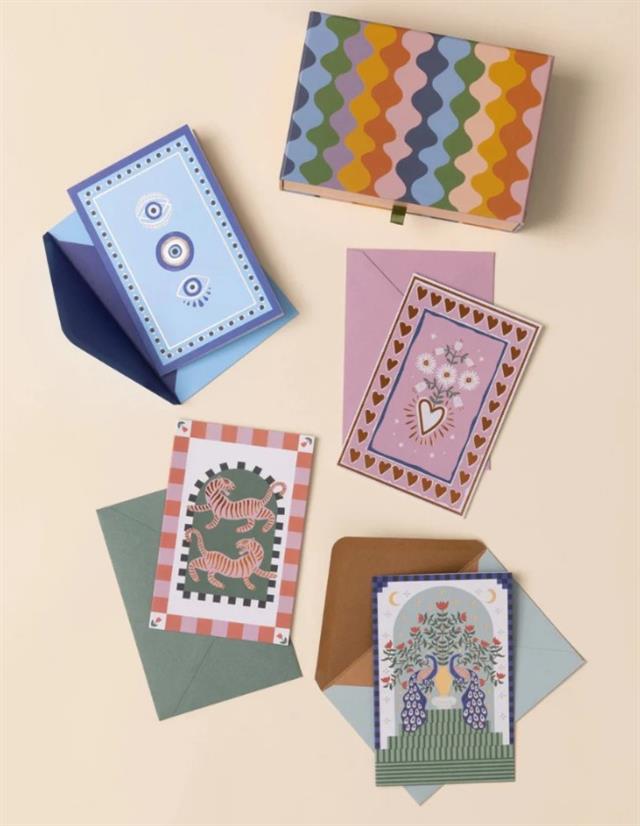 Designwork Ink-Designworks Ink Adopo Notecard Set 16'lı Set Eye, Tiger, Heart, Peacock-Aksesuar-7-fleurdirect.live