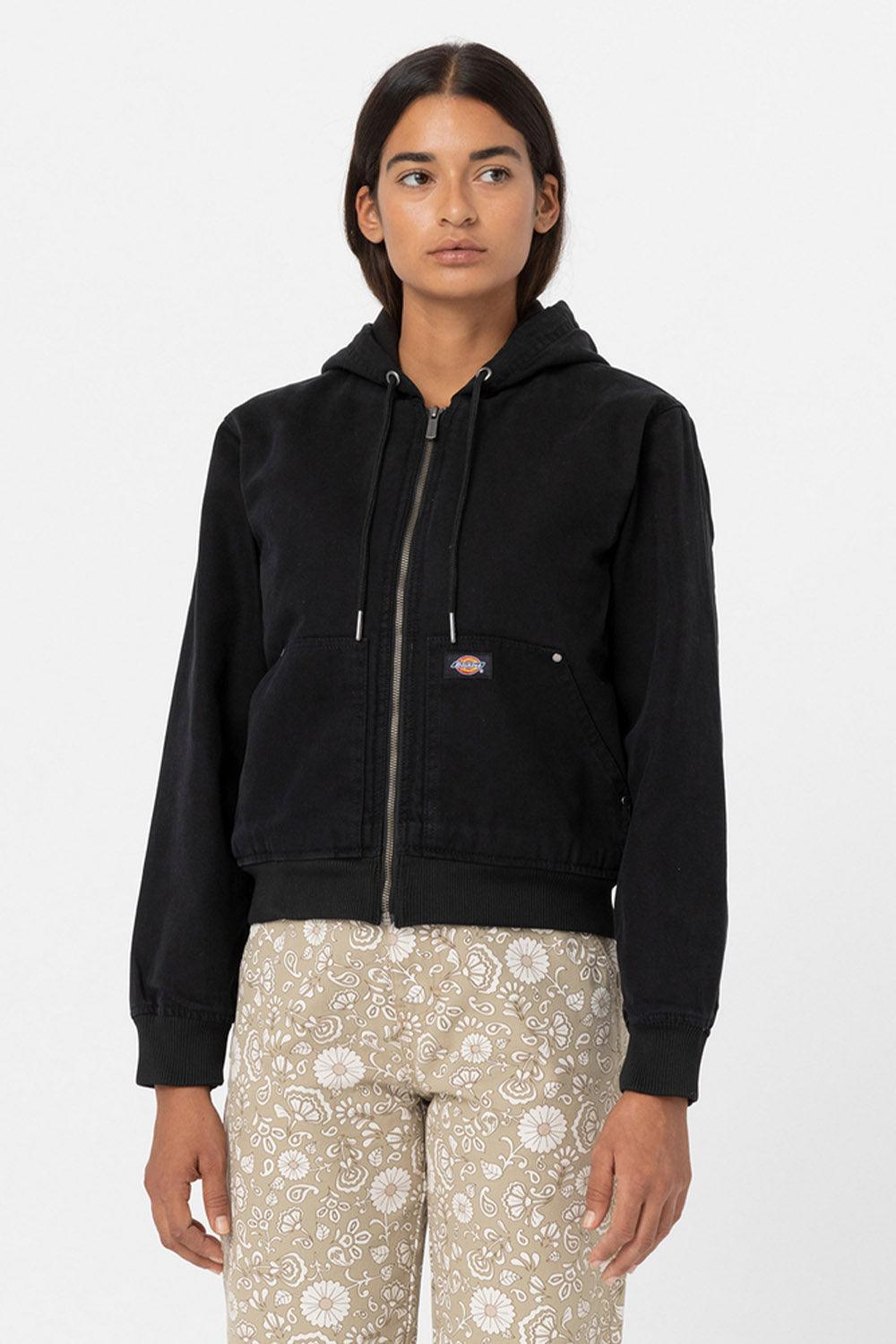 Dickies-Duck Canvas Sherpa Lined Washed Black-Ceket-5-fleurdirect.live