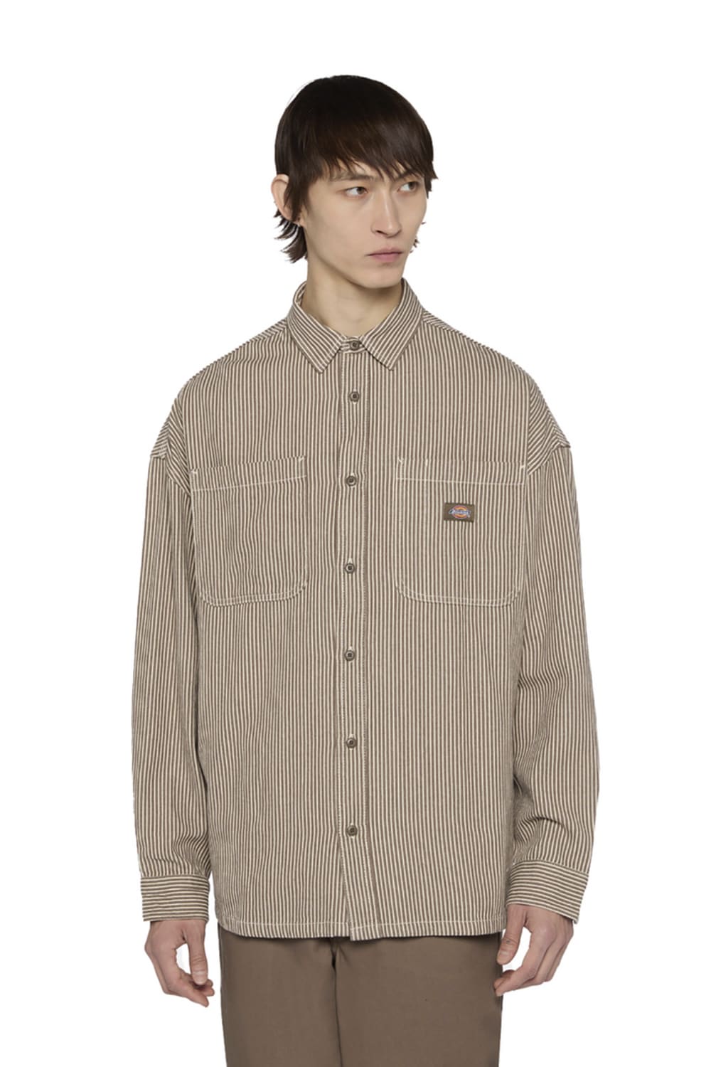 Dickies-Hickory Shirt LS Mushroom-Gömlek-1-fleurdirect.live