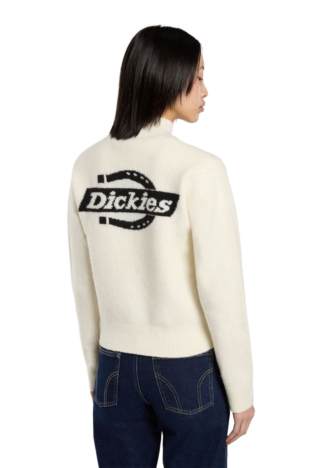 Dickies-Ruston Qz Yarım Fermuarlı Kırık Beyaz Kadın Yün Kazak-Kazak & Triko-1-fleurdirect.live