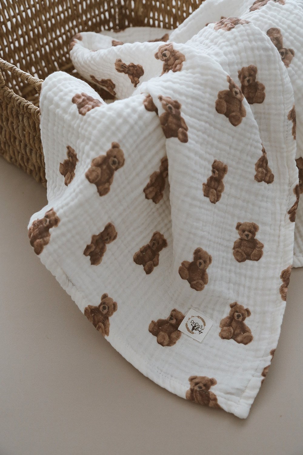 DoDo'S Baby-Çi̇ft Katli Ayicik Teddy Desen Organi̇k Müsli̇n Örtü-Yatak Örtüsü-1-fleurdirect.live