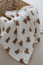 DoDo'S Baby-Dört Katli Ayicik Teddy Desen Organi̇k Müsli̇n Örtü-Yatak Örtüsü-4-fleurdirect.live