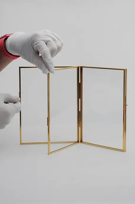 El Crea Designs-İkili Pirinç Gold Cam Masaüstü Fotoğraf Çerçevesi 20x15cm-Çerçeve-1-fleurdirect.live