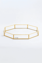El Crea Designs-Sekizgen Pirinç Gold Tepsi Damat Kahvesi Nişan Sunum Tepsisi 35x25x6cm-Biblo-1-fleurdirect.live