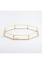 El Crea Designs-Sekizgen Pirinç Gold Tepsi Damat Kahvesi Nişan Sunum Tepsisi 35x25x6cm-Biblo-2-fleurdirect.live