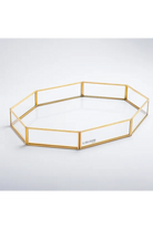 El Crea Designs-Sekizgen Pirinç Gold Tepsi Damat Kahvesi Nişan Sunum Tepsisi 35x25x6cm-Biblo-3-fleurdirect.live
