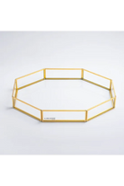 El Crea Designs-Sekizgen Pirinç Gold Tepsi Damat Kahvesi Nişan Sunum Tepsisi 35x25x6cm-Biblo-4-fleurdirect.live