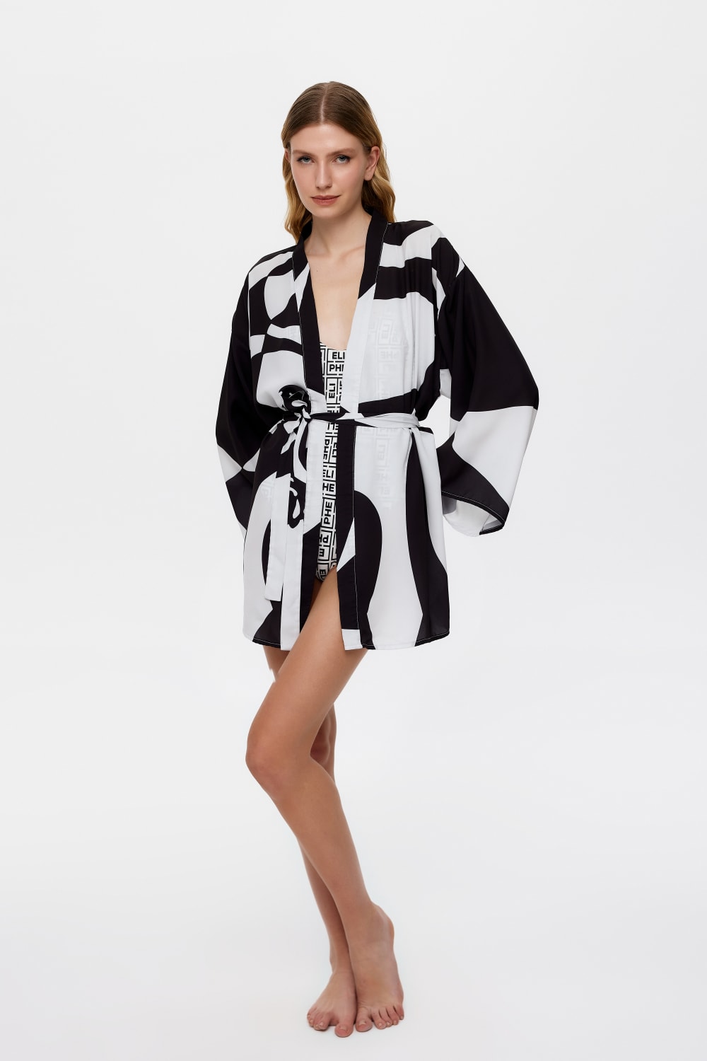 Eliphe-Loop Siyah Mini Kimono-Kimono-1-fleurdirect.live