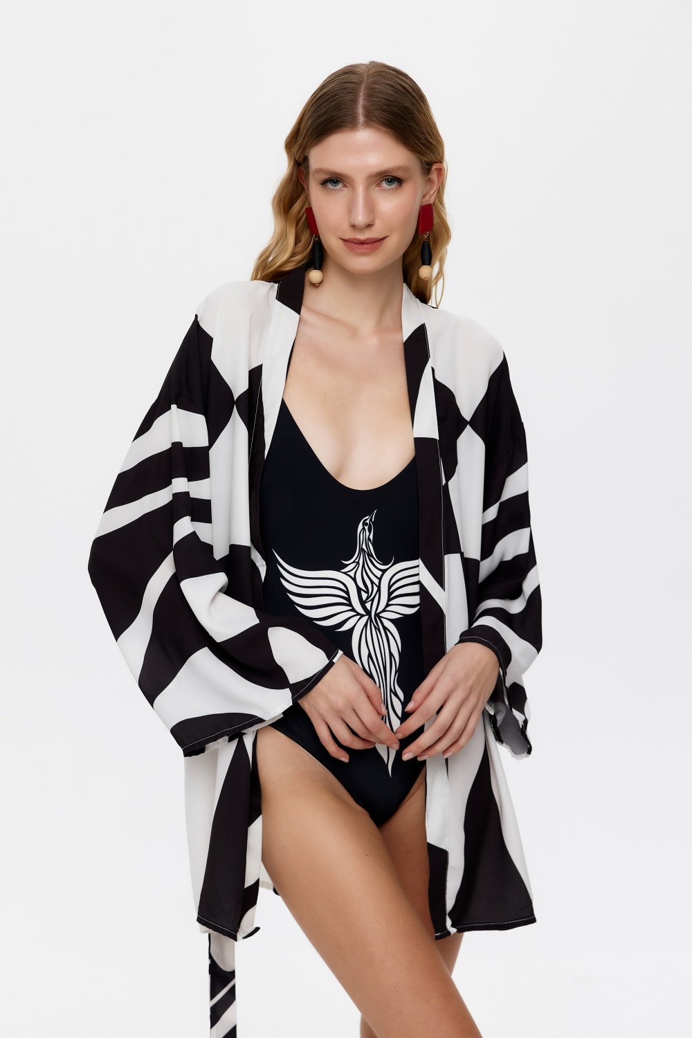 Eliphe-Sireng Siyah Mini Kimono-Kimono-1-fleurdirect.live