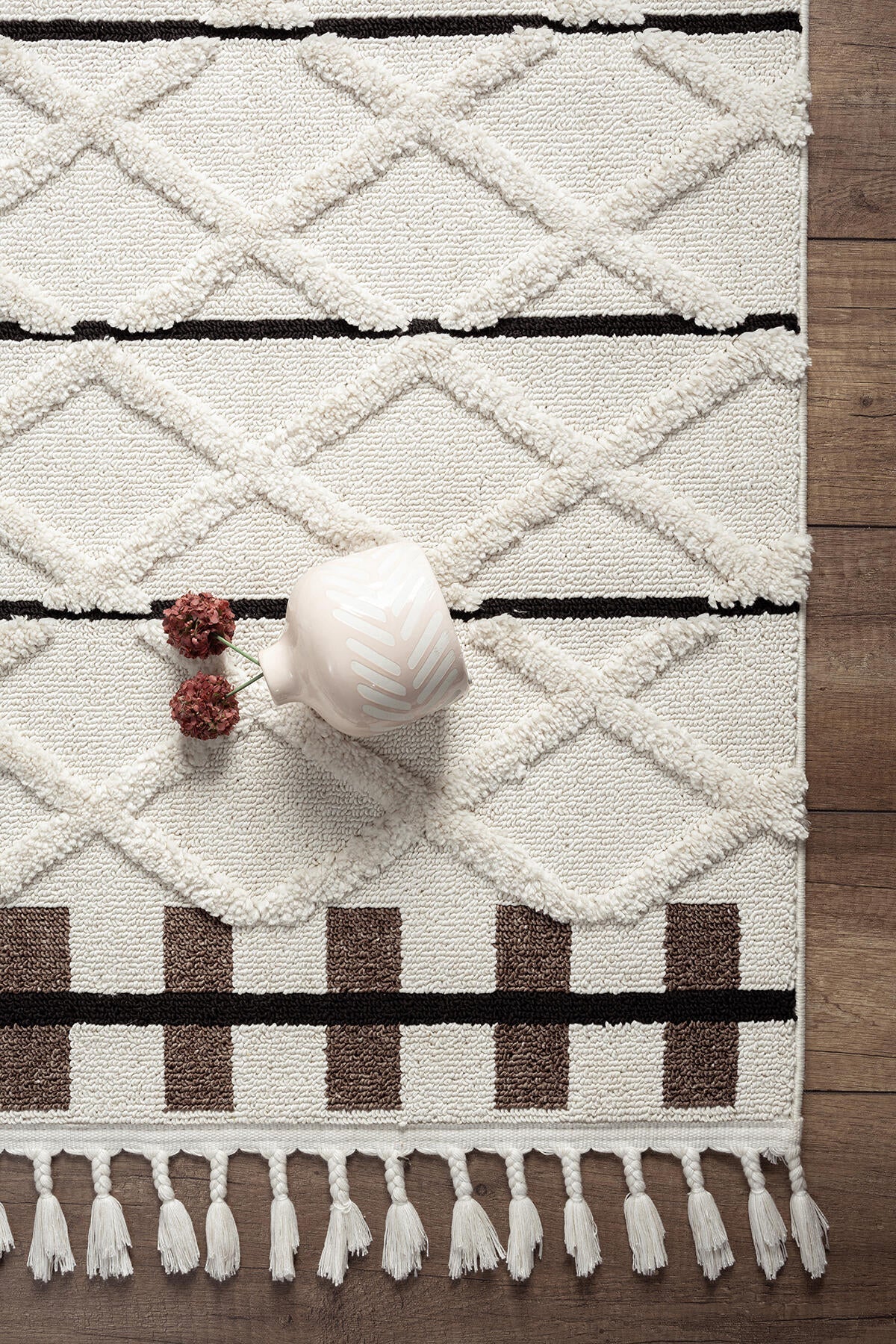 Empera-Bilbao Winter White Modern İSkandinav Saçaklı Halı-4-fleurdirect.live