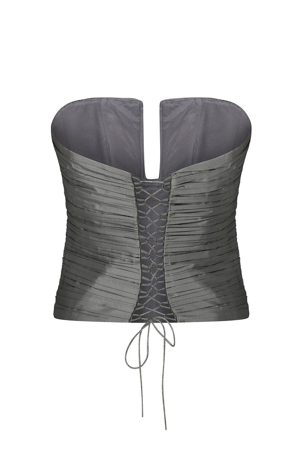 Esra Adıgüzel-Haze - Drape Detaylı Gri Tafta Büstiyer-Büstiyer-4-fleurdirect.live