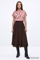 Exquise-Regular Kloş Etek – Kahverengi̇-Etek-2-fleurdirect.live