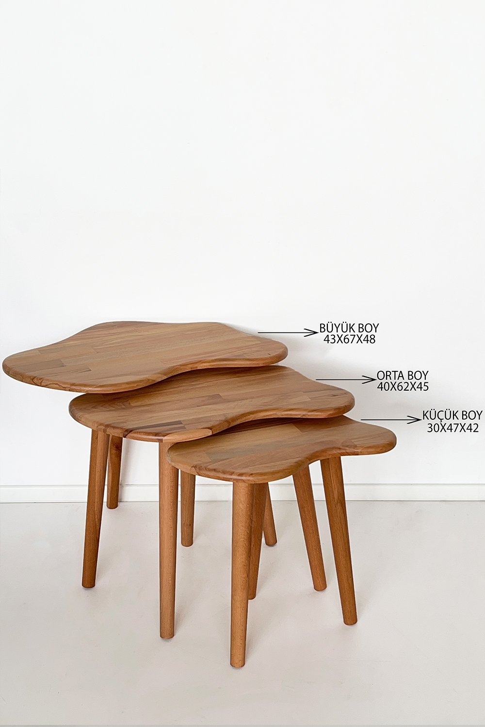 Fagus Wood-3'lü Zigon Bulut Sehpa Seti Masif Doğal Ahşap – İskandinav Tarzında Şık Ve Modern Tasarım, Yan & Dekoratif Sehpa-Sehpa-5-fleurdirect.live