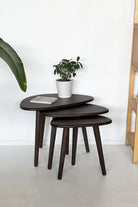 Fagus Wood-Doğal Masif Ahşap Damla Sehpa Seti - 3'lü Zigon Set Modern Ve Minimalist Sehpa Takımı (yan Sehpa, Orta Sehpa, Dekoratif Sehpa) (ceviz)-Sehpa-2-fleurdirect.live