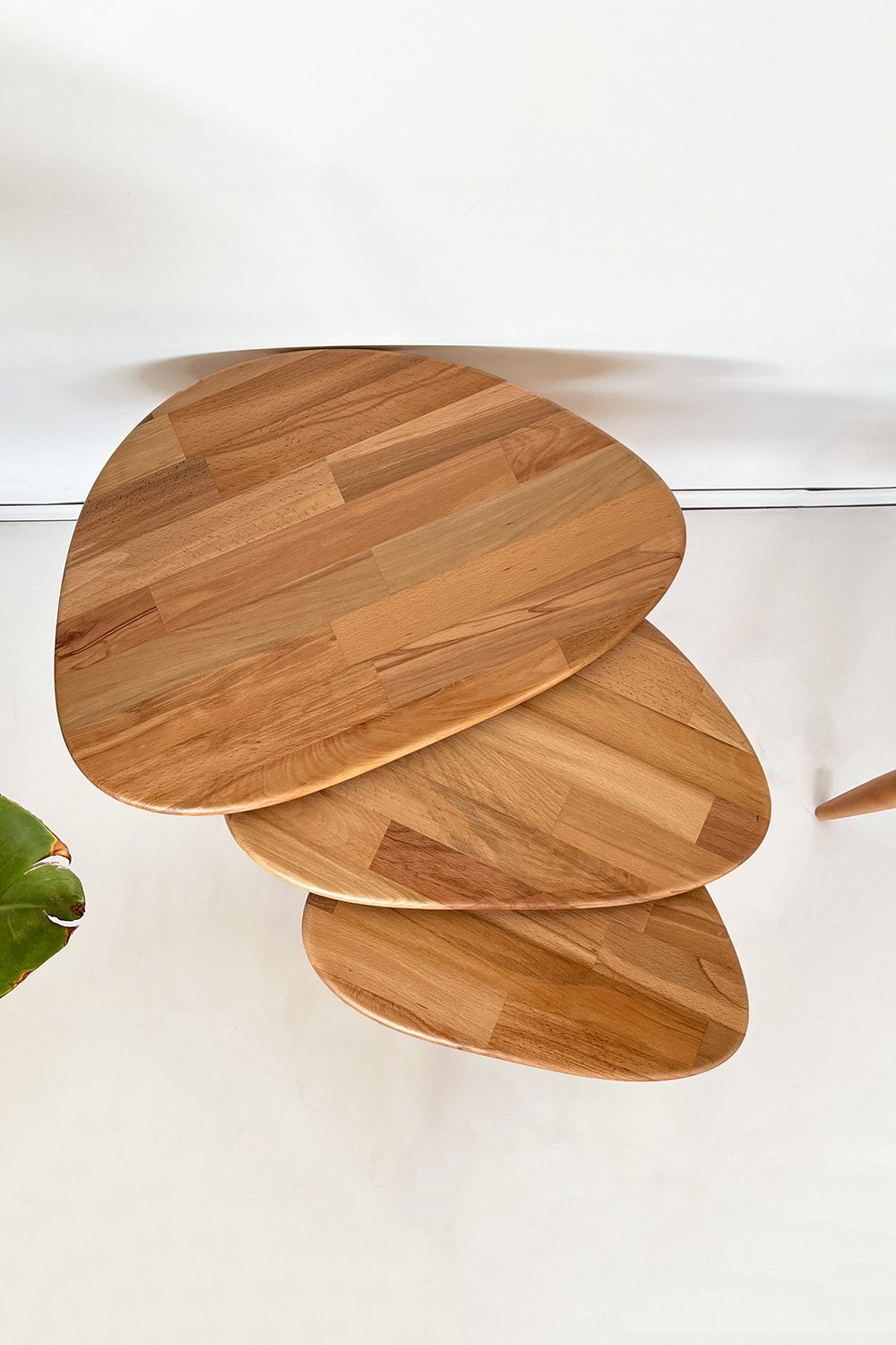 Fagus Wood-Doğal Masif Ahşap Damla Sehpa Seti - 3'lü Zigon Set Modern Ve Minimalist Sehpa Takımı (yan Sehpa, Orta Sehpa, Dekoratif Sehpa) (kayın)-Sehpa-3-fleurdirect.live