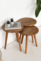 Fagus Wood-Doğal Masif Ahşap Yörünge Sehpa Seti - 3'lü Zigon Yuvarlak Modern Takım - Yan, Dekoratif Sehpa - Kayın-Sehpa-1-fleurdirect.live