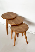 Fagus Wood-Doğal Masif Ahşap Yörünge Sehpa Seti - 3'lü Zigon Yuvarlak Modern Takım - Yan, Dekoratif Sehpa - Kayın-Sehpa-6-fleurdirect.live