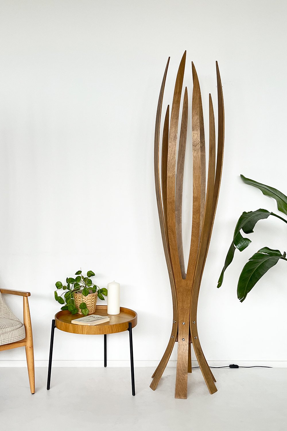 Fagus Wood-''hedra Lambader, İskandinav Tarzı Ahşap Lambader, Dekoratif Yer Lambası, Modern Salon Aydınlatma'' (meşe)-Lambader-2-fleurdirect.live