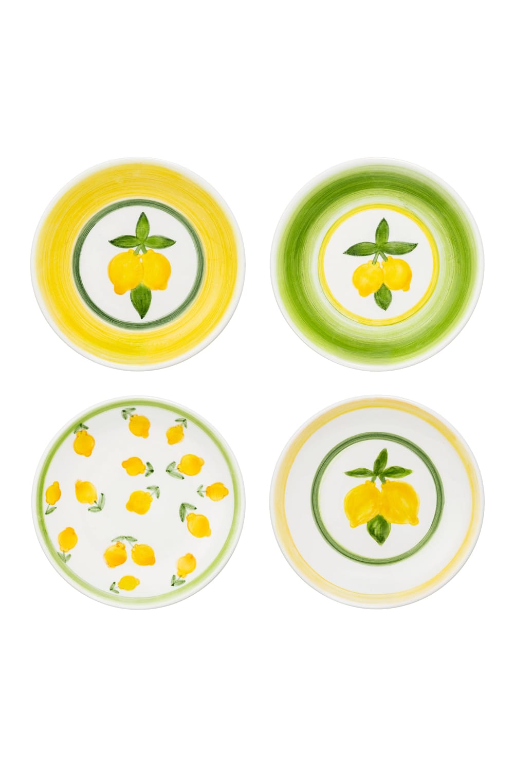 Feeling Good Inside-Lemon Splash Collection Handmade Seramik 4’lü Tatlı Tabağı Set-Tabak & Kase-1-fleurdirect.live