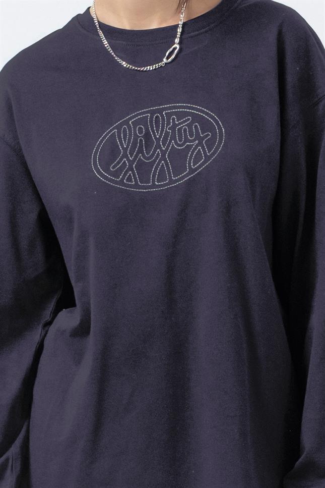 Fifty Pieces-Antrasit Uzun Kollu Oversize T-Shirt-T-Shirts-2-fleurdirect.live