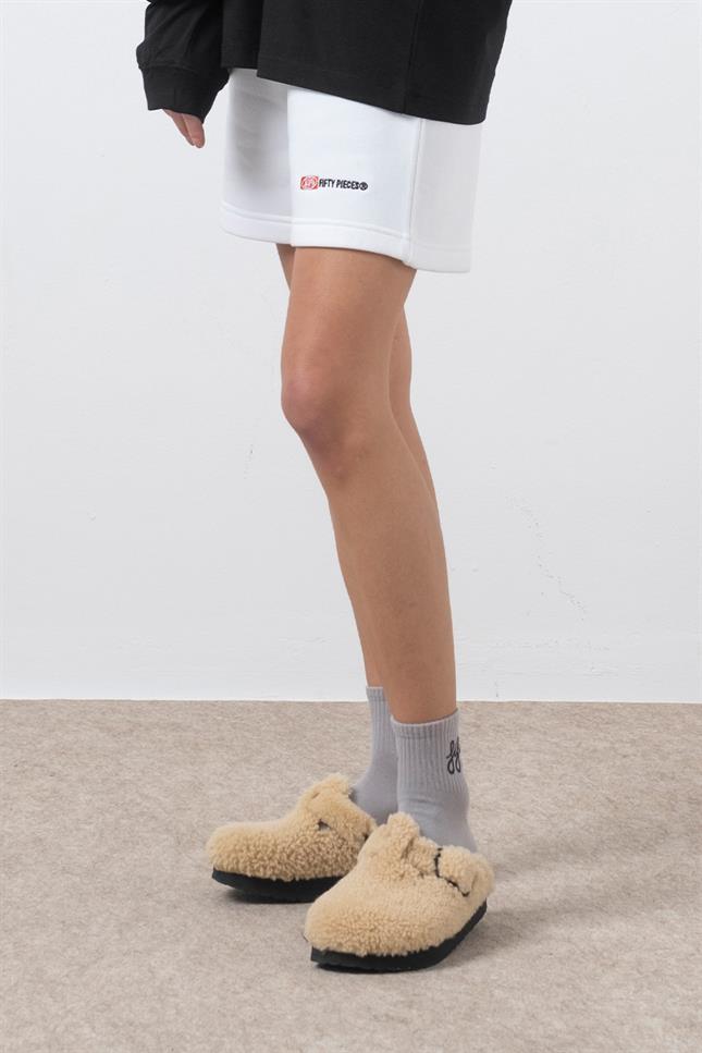 Fifty Pieces-Beyaz Bermuda Jogger Şort-Şort-3-fleurdirect.live