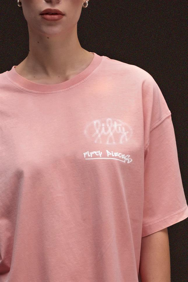 Fifty Pieces-Gül Kurusu Oversize Asit Yıkamalı T-Shirt-T-Shirts-2-fleurdirect.live