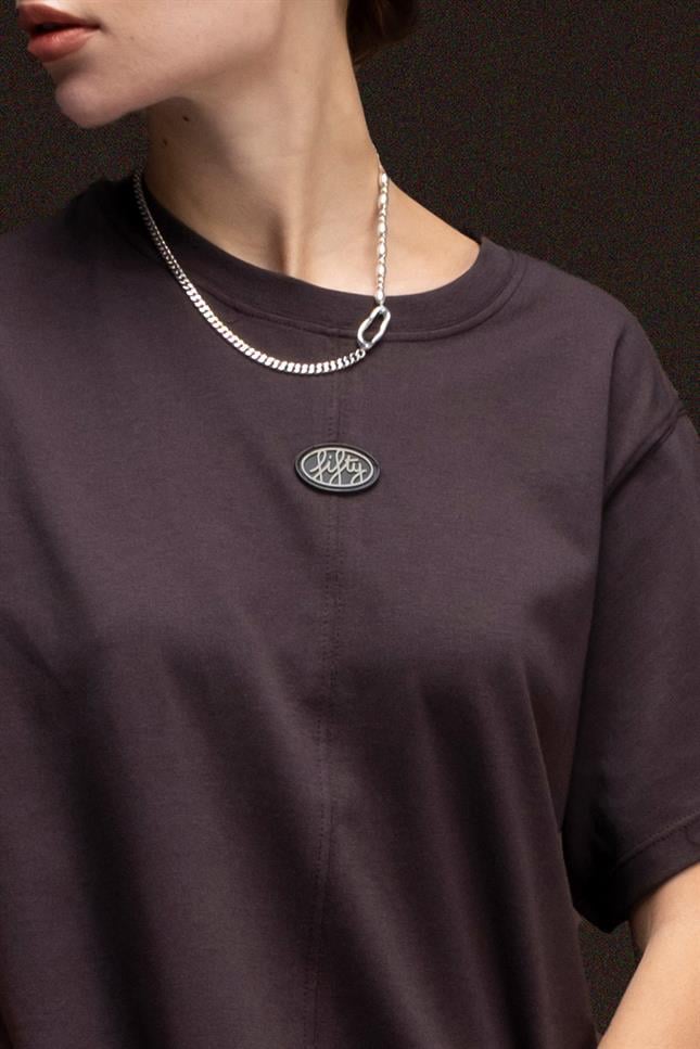 Fifty Pieces-Kahverengi Loose Fit Sırt Baskılı T-Shirt-T-Shirts-3-fleurdirect.live