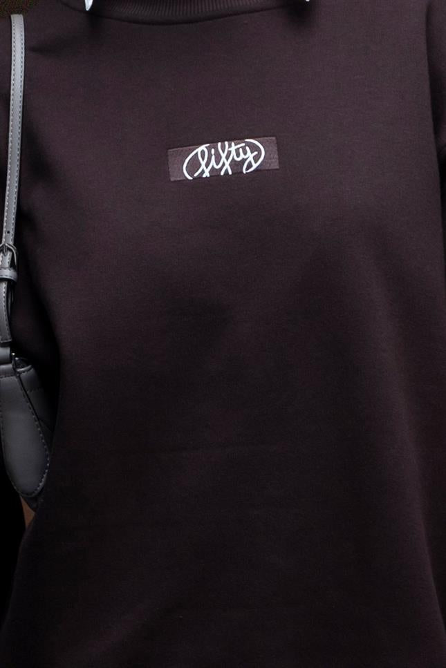 Fifty Pieces-Kahverengi Oversize Sırt Baskılı Sweatshirt-Sweatshirts & Hoodies-2-fleurdirect.live