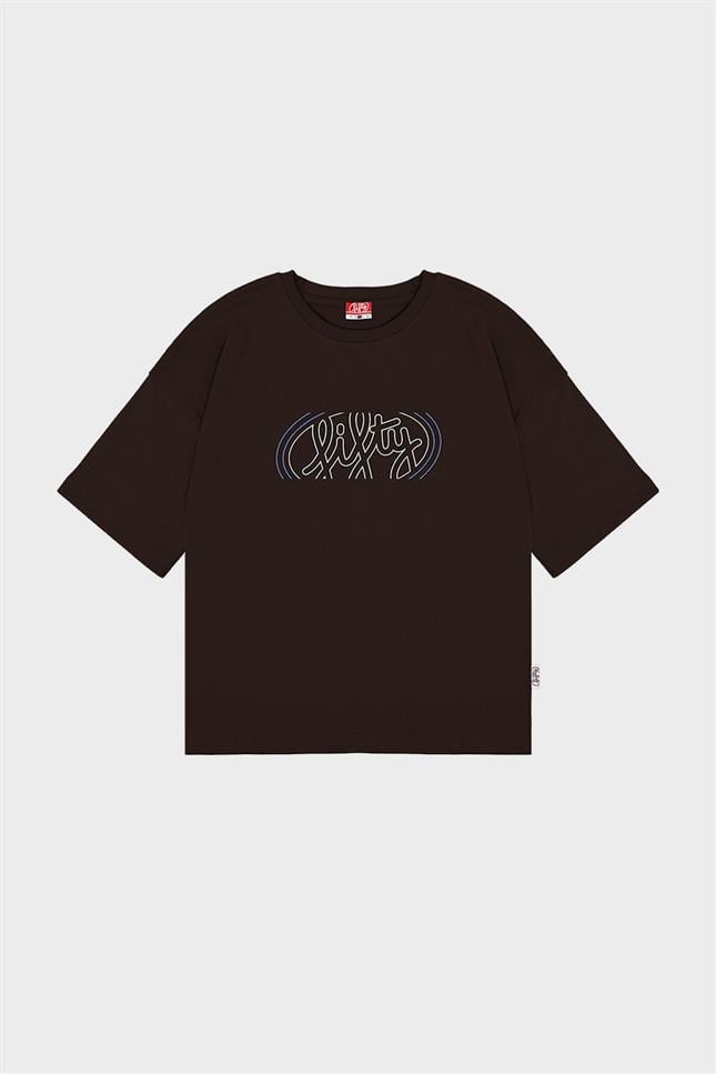 Fifty Pieces-Kahverengi Oversize Sırt Baskılı T-Shirt-T-Shirts-7-fleurdirect.live