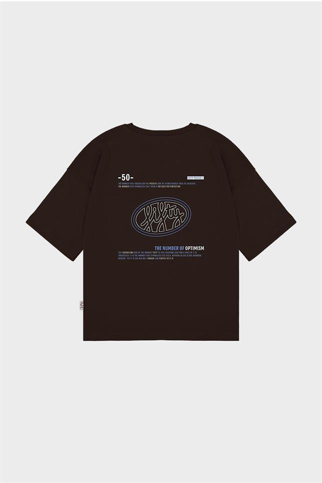 Fifty Pieces-Kahverengi Oversize Sırt Baskılı T-Shirt-T-Shirts-9-fleurdirect.live