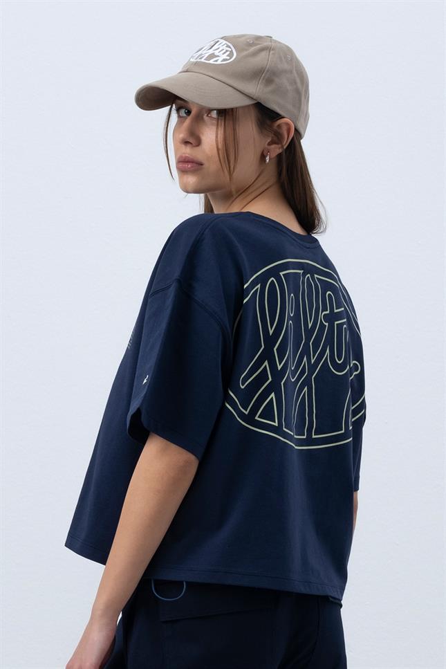 Fifty Pieces-Lacivert Core Oversize Mid Length T-Shirt-T-Shirts-2-fleurdirect.live