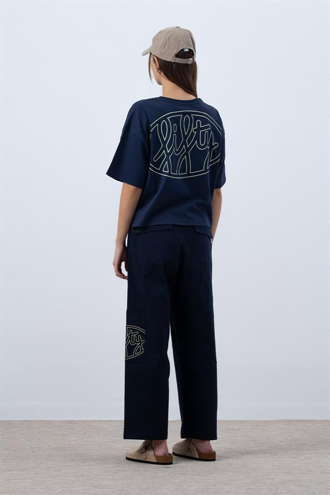 Fifty Pieces-Lacivert Core Oversize Mid Length T-Shirt-T-Shirts-4-fleurdirect.live