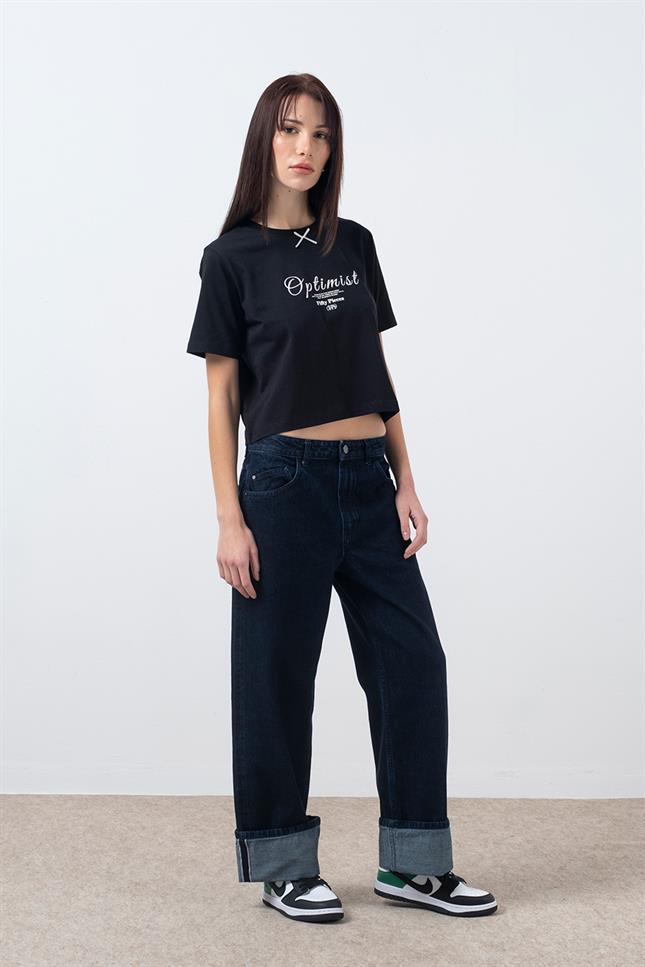 Fifty Pieces-Siyah Fiyonk Detaylı T-Shirt-T-Shirts-3-fleurdirect.live