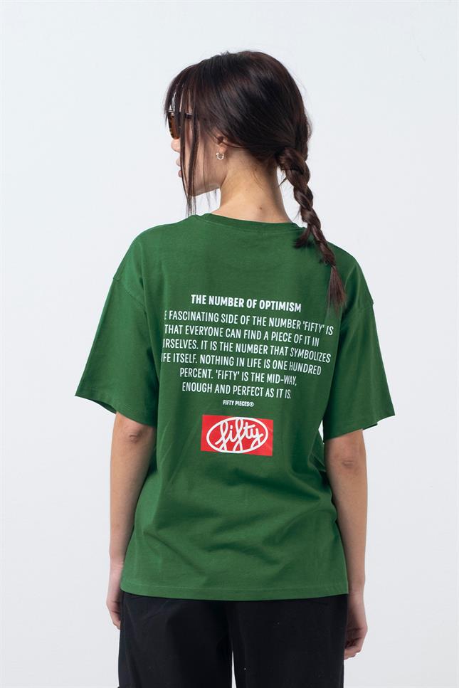 Fifty Pieces-Yeşil Oversize Sırt Baskılı T-Shirt-T-Shirts-3-fleurdirect.live