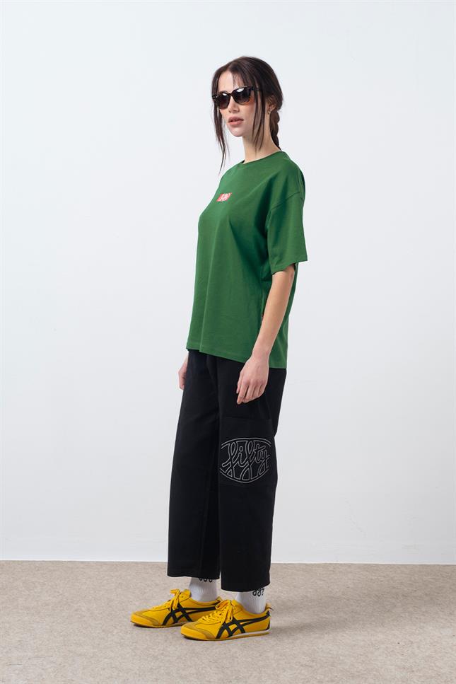 Fifty Pieces-Yeşil Oversize Sırt Baskılı T-Shirt-T-Shirts-5-fleurdirect.live