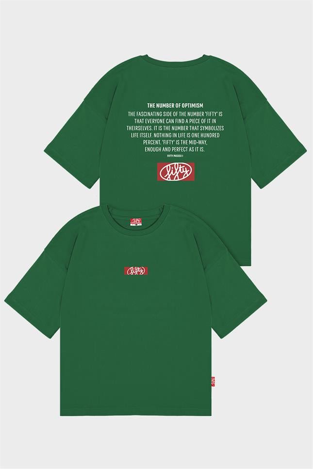 Fifty Pieces-Yeşil Oversize Sırt Baskılı T-Shirt-T-Shirts-6-fleurdirect.live